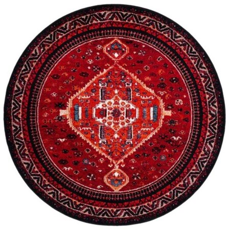 Safavieh 6 ft.-7 in. x 6 ft.-7 in. Vintage Hamadan Round Rug; Red & Black VTH201Q-7R